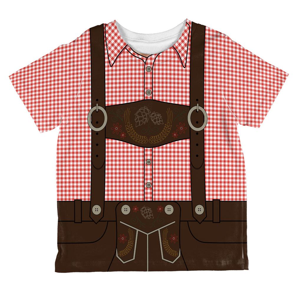 Oktoberfest Lederhosen Costume German Brown Suspenders All Over Toddler T Shirt Toddler T-Shirts Old Glory 2T Red