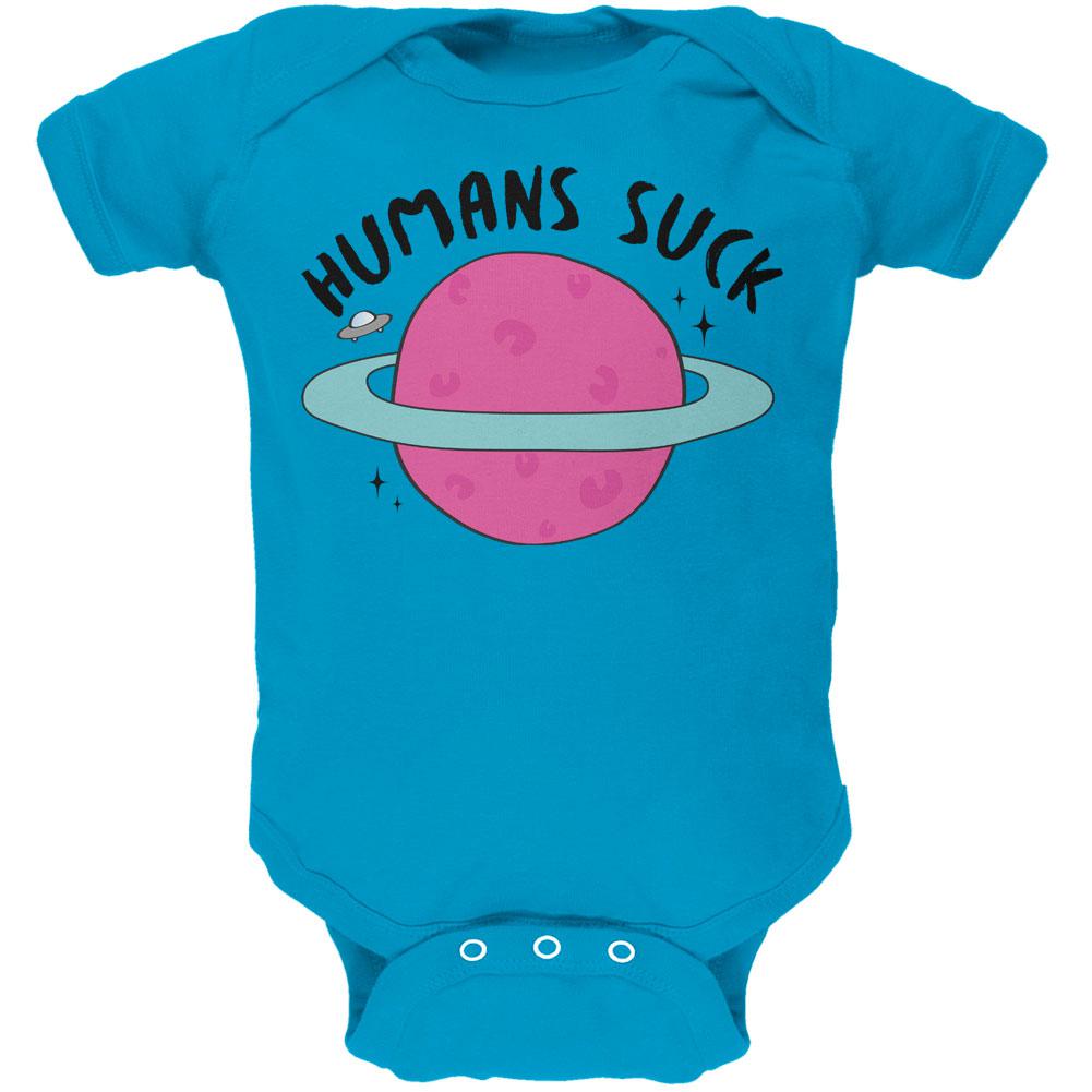 Halloween Humans Suck Black Text Soft Baby One Piece Baby One Piece Old Glory 12MO Blue