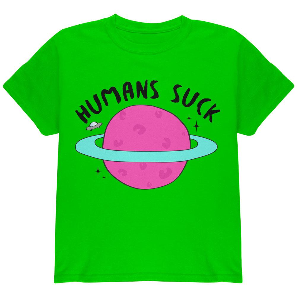 Halloween Humans Suck Black Text Youth T Shirt Youth T-Shirts Old Glory LG Green