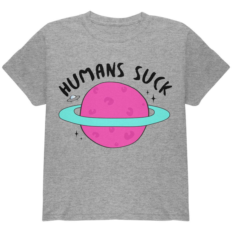 Halloween Humans Suck Black Text Youth T Shirt Youth T-Shirts Old Glory LG Grey