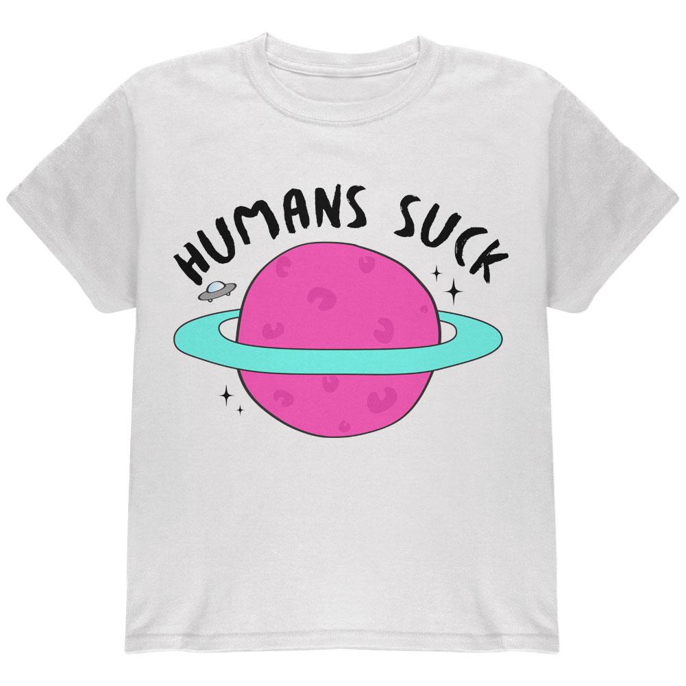 Halloween Humans Suck Black Text Youth T Shirt Youth T-Shirts Old Glory LG White