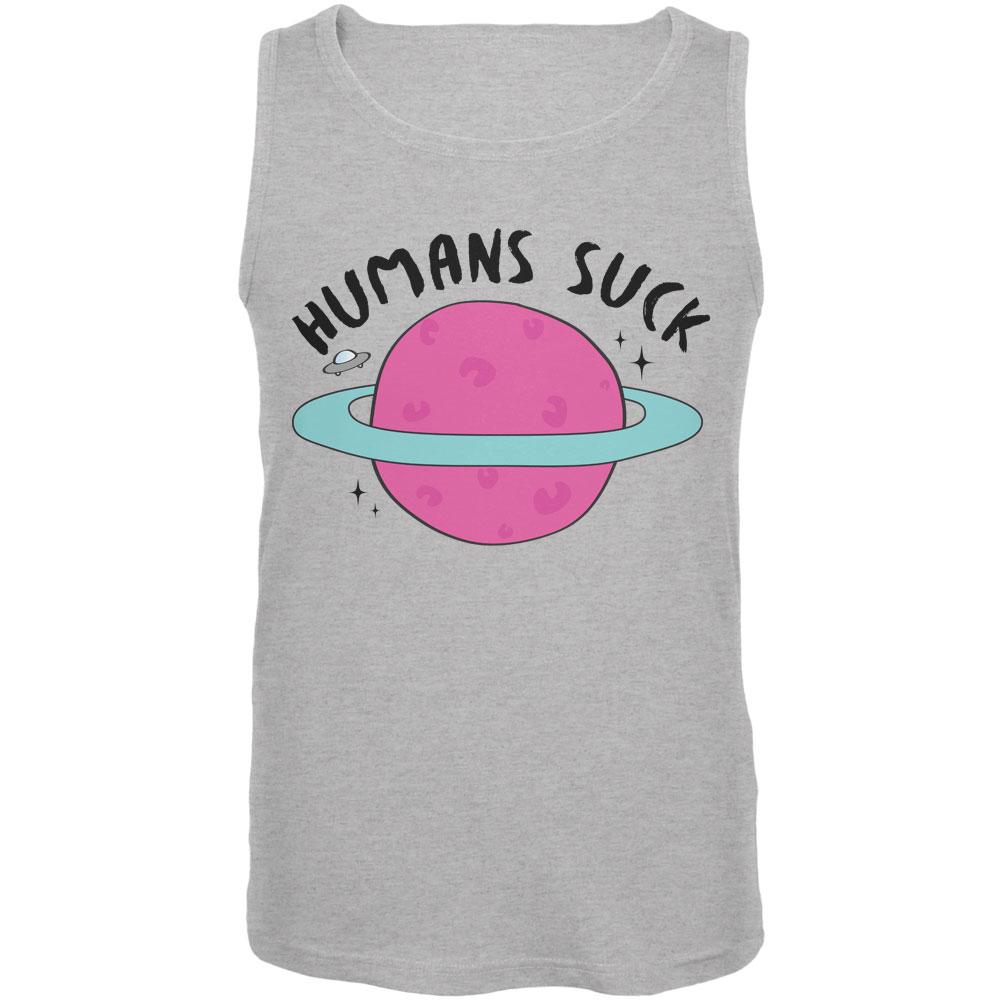 Halloween Humans Suck Black Text Mens Tank Top Men's Tank Tops Old Glory 2XL Grey