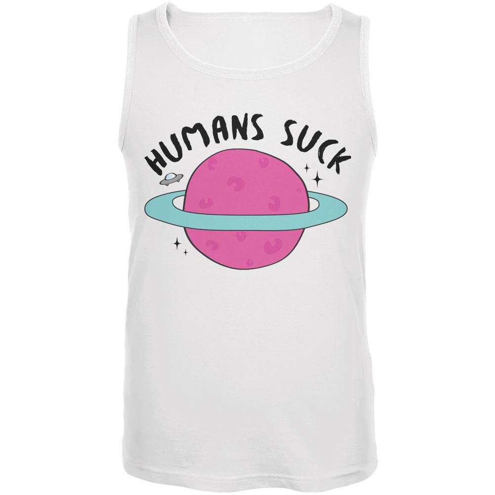 Halloween Humans Suck Black Text Mens Tank Top Men's Tank Tops Old Glory 2XL White