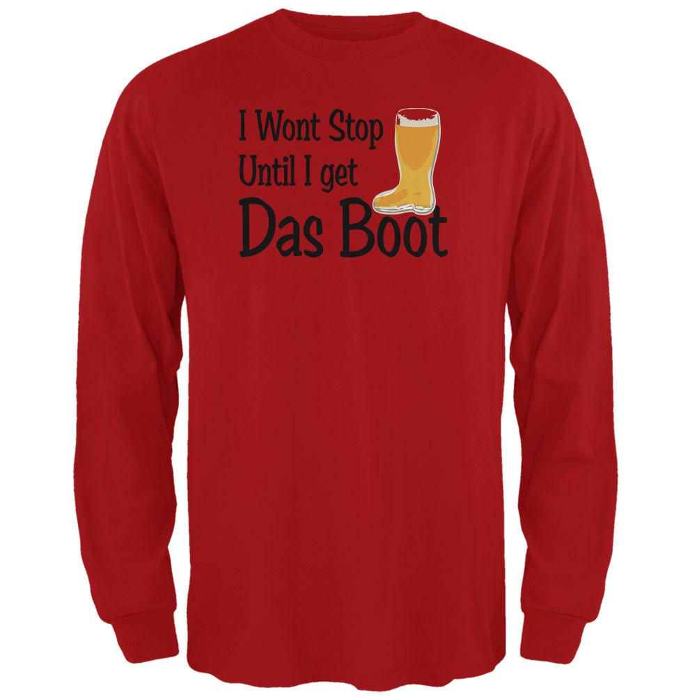 Oktoberfest I Won't Stop Until I Get Das Boot German Beer Mens Long Sleeve T Shirt Men's Long Sleeves Old Glory 2XL Red