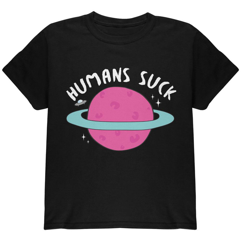 Halloween Humans Suck White Text Youth T Shirt Youth T-Shirts Old Glory LG Black