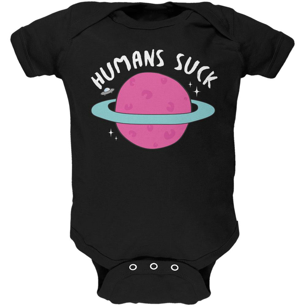 Halloween Humans Suck White Text Soft Baby One Piece Baby One Piece Old Glory 12MO Black