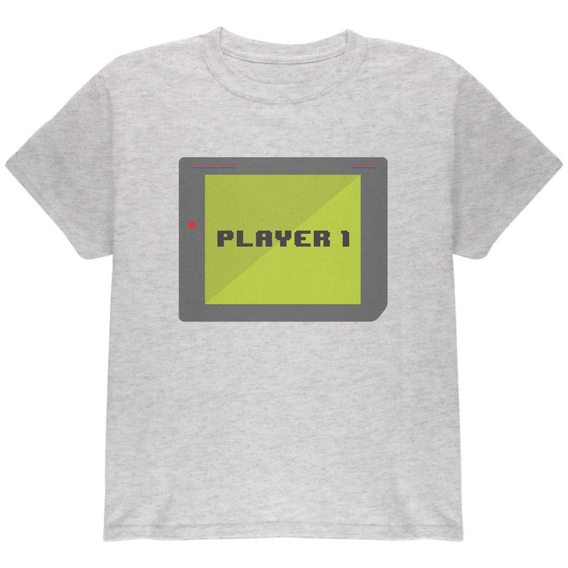 Halloween Old School Gamer Player 1 Youth T Shirt Youth T-Shirts Old Glory LG Grey