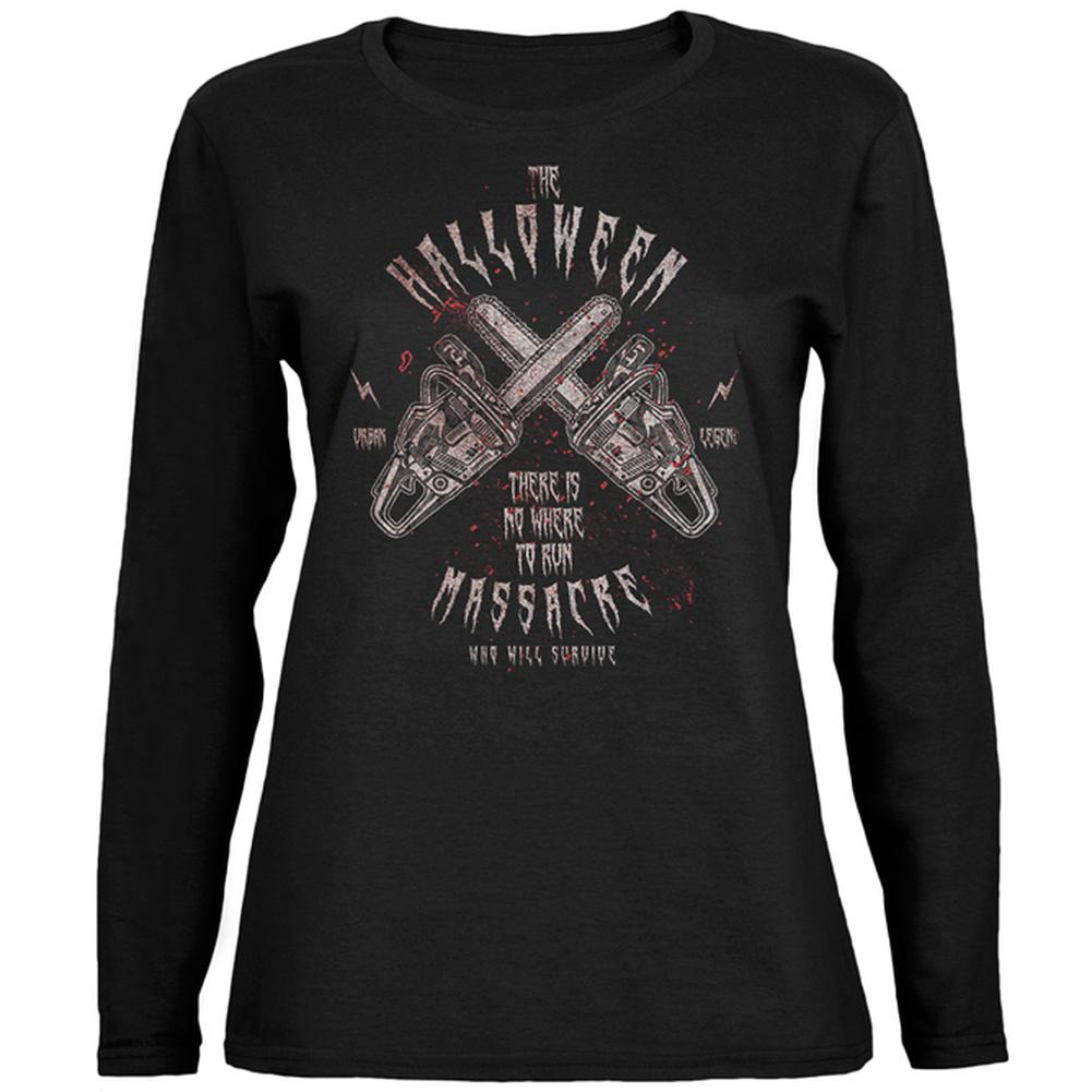 Halloween Chainsaw Massacre Bloody Horror Ladies' Jersey Long-Sleeve Tee Women's Long Sleeves Old Glory 2XL Black