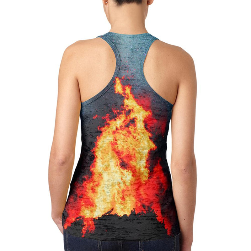 Autumn Fall It's Bonfire Season Juniors Burnout Racerback Tank Top Juniors Tank Tops Old Glory