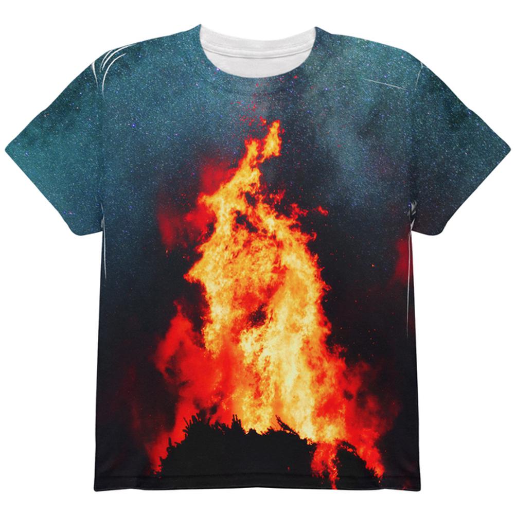 Autumn Fall It's Bonfire Season All Over Youth T Shirt Youth T-Shirts Old Glory LG Multi