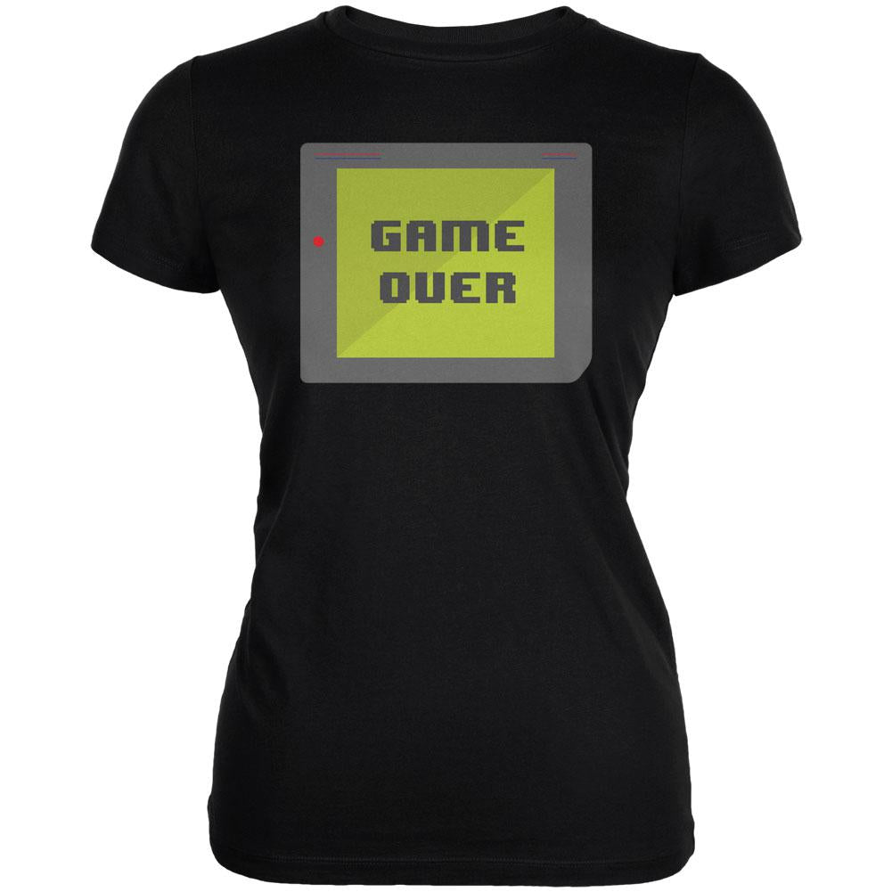 Halloween Old School Gamer Game Over Juniors Soft T Shirt Juniors T-Shirts Old Glory 2XL Black