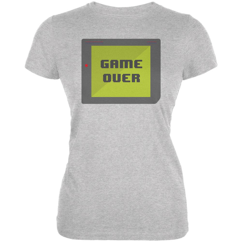 Halloween Old School Gamer Game Over Juniors Soft T Shirt Juniors T-Shirts Old Glory 2XL Heather