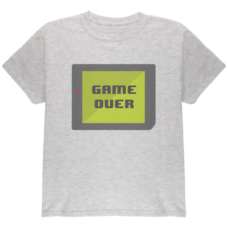 Halloween Old School Gamer Game Over Youth T Shirt Youth T-Shirts Old Glory LG Light Heather Grey
