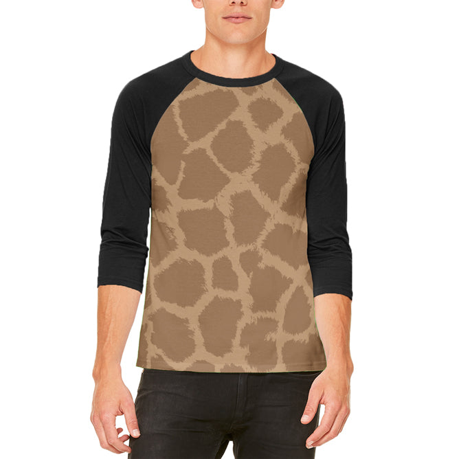 Halloween Giraffe Pattern Costume Mens Raglan T Shirt Men's T-Shirts Old Glory LG White-Black