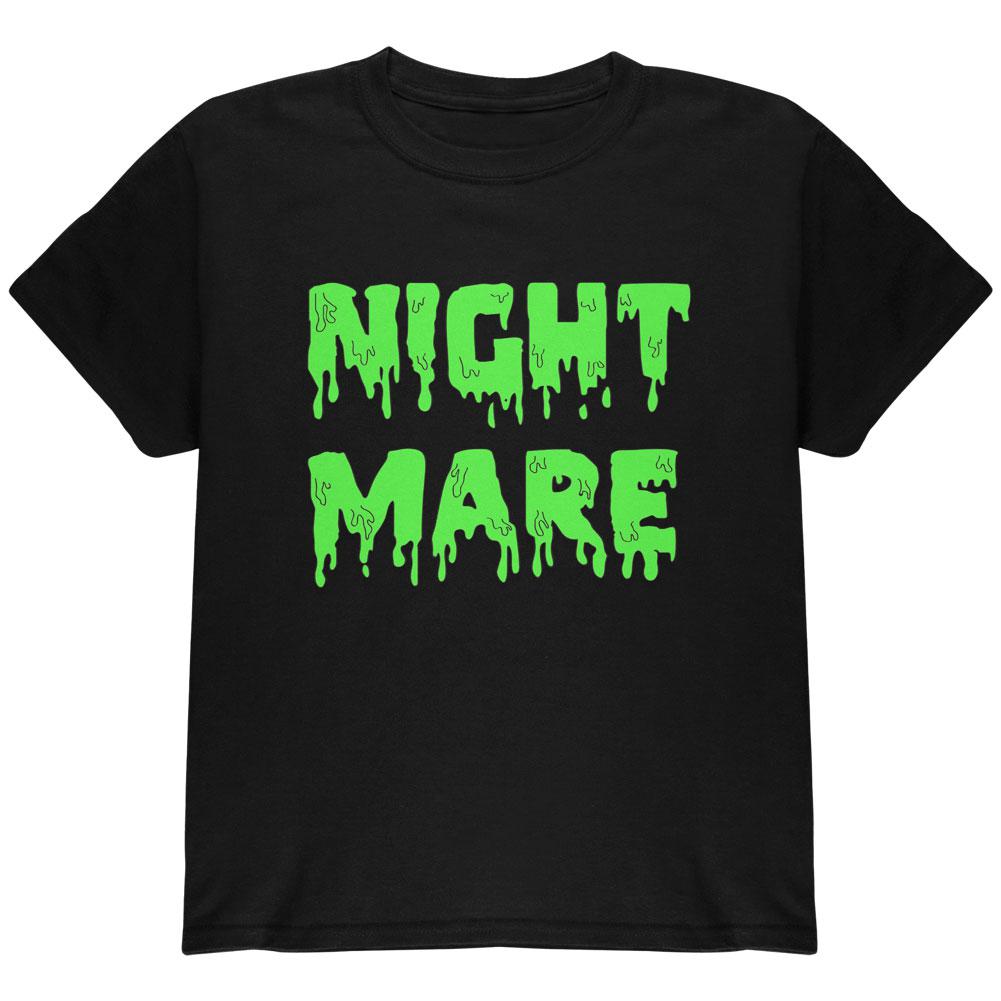 Halloween Nightmare Horror Slime Dripping Text Youth T Shirt Youth T-Shirts Old Glory LG Black