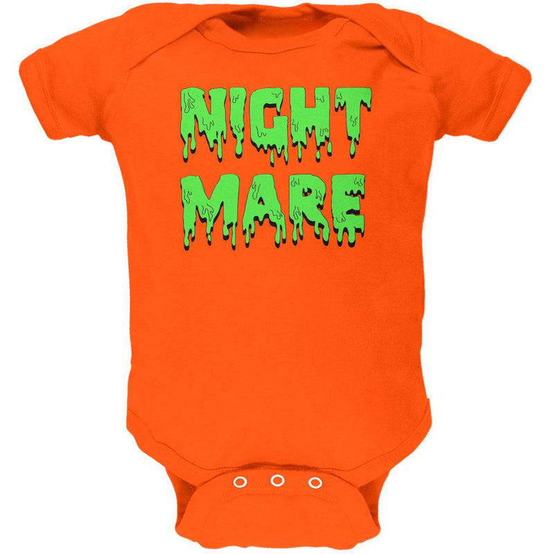 Halloween Nightmare Horror Slime Dripping Text Soft Baby One Piece Baby One Piece Old Glory 12MO Orange