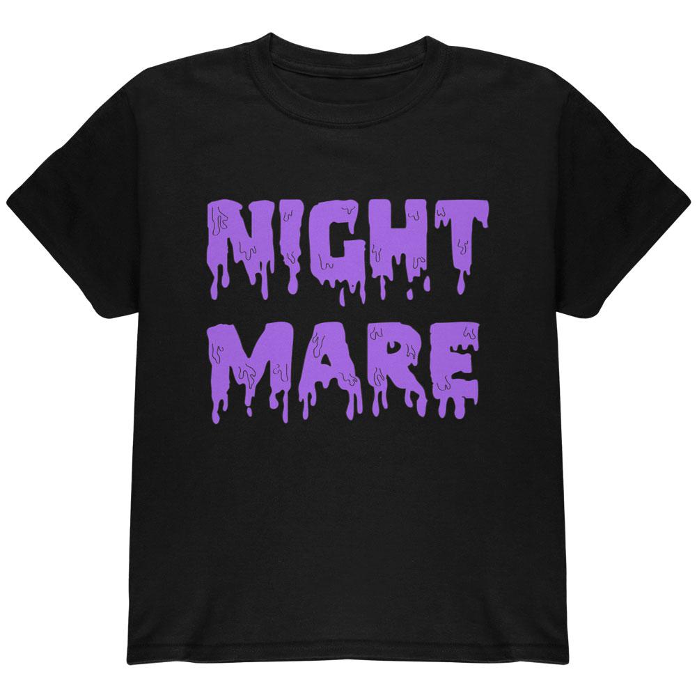 Halloween Nightmare Horror Purple Dripping Text Youth T Shirt Youth T-Shirts Old Glory LG Black