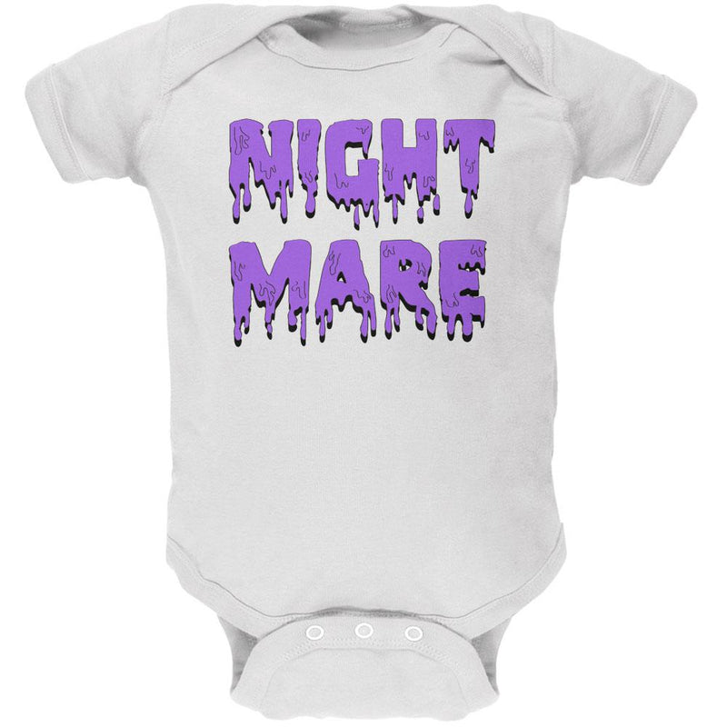 Halloween Nightmare Horror Purple Dripping Text Soft Baby One Piece Baby One Piece Old Glory 12MO White