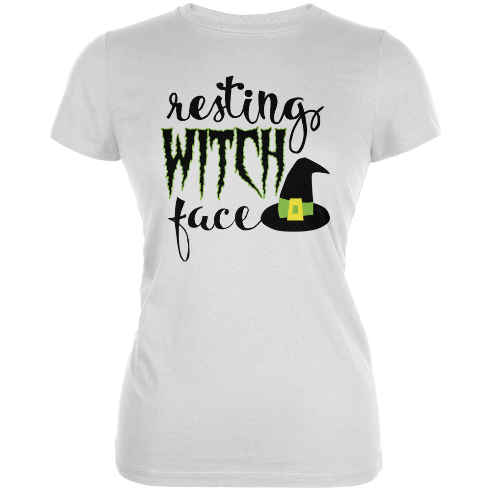 Halloween Resting Witch Face Juniors Soft T Shirt Juniors T-Shirts Old Glory 2XL White