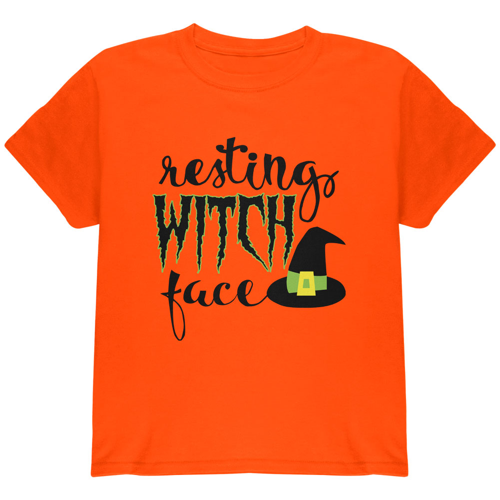 Halloween Resting Witch Face Youth T Shirt Youth T-Shirts Old Glory YLG Orange