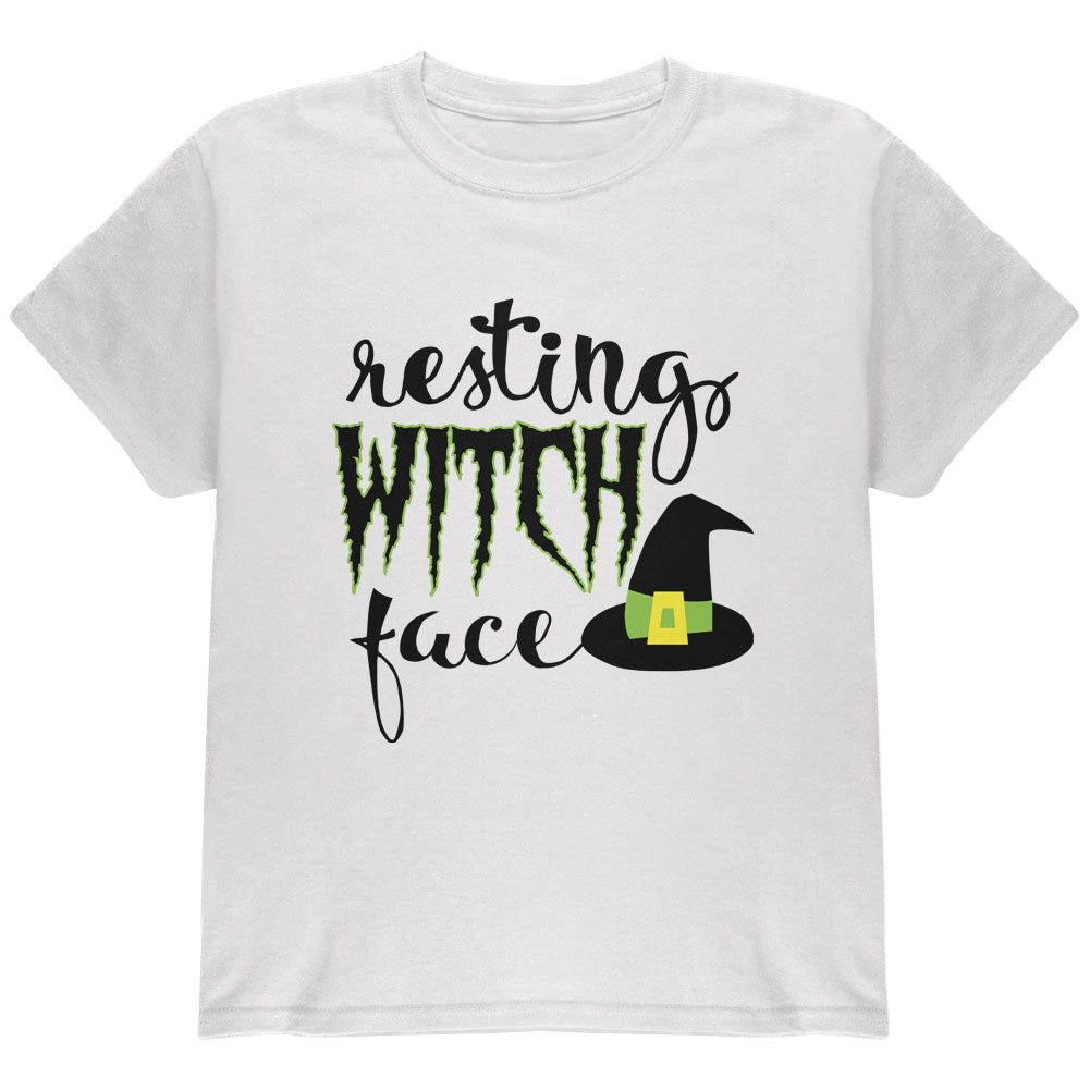 Halloween Resting Witch Face Youth T Shirt Youth T-Shirts Old Glory YLG White