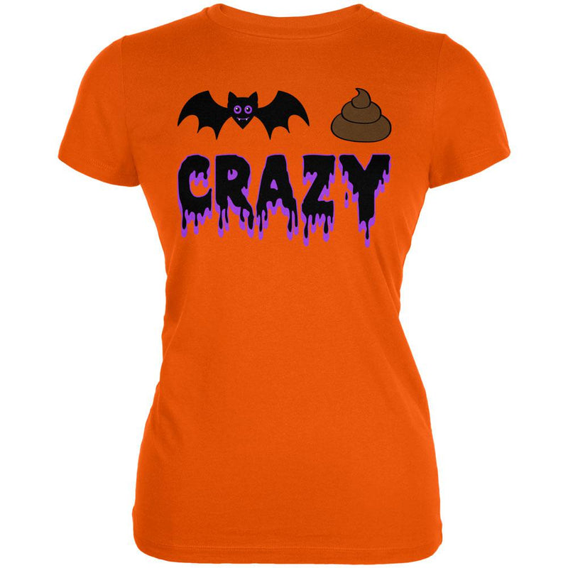 Halloween Bat Poop Crazy  Juniors Soft T Shirt Juniors T-Shirts Old Glory 2XL Orange