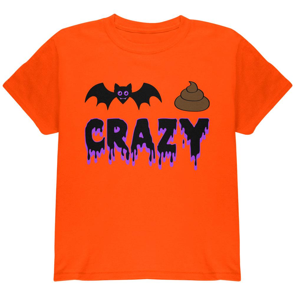 Halloween Bat Poop Crazy  Youth T Shirt Youth T-Shirts Old Glory LG Orange