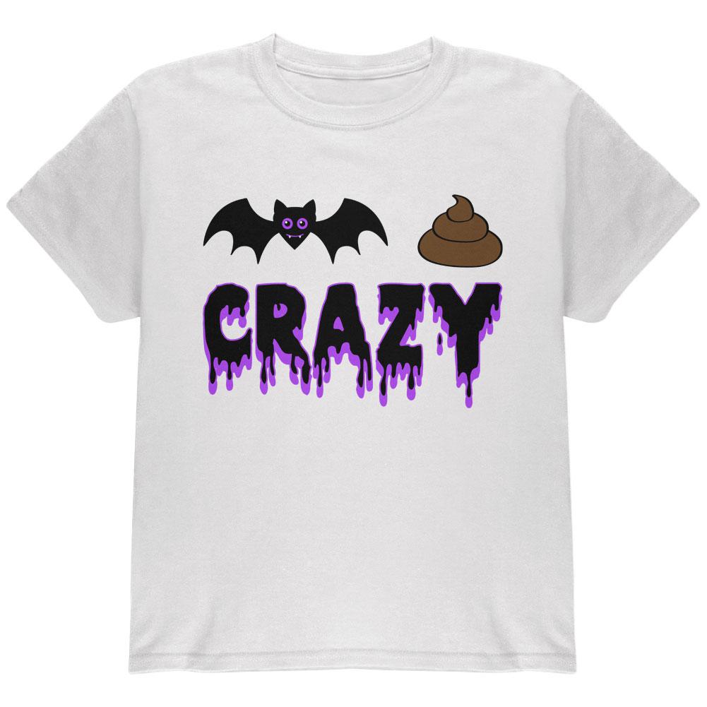 Halloween Bat Poop Crazy  Youth T Shirt Youth T-Shirts Old Glory LG White