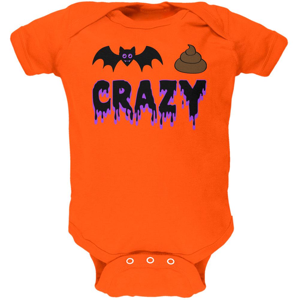 Halloween Bat Poop Crazy  Soft Baby One Piece Baby One Piece Old Glory 12MO Orange