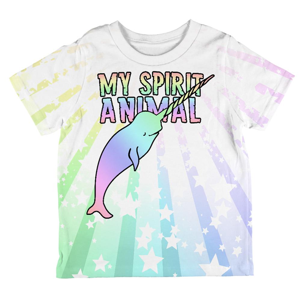 My Spirit Animal Narwhal Unicorn Of The Sea Pastel All Over Toddler T Shirt Toddler T-Shirts Old Glory 2T Multi