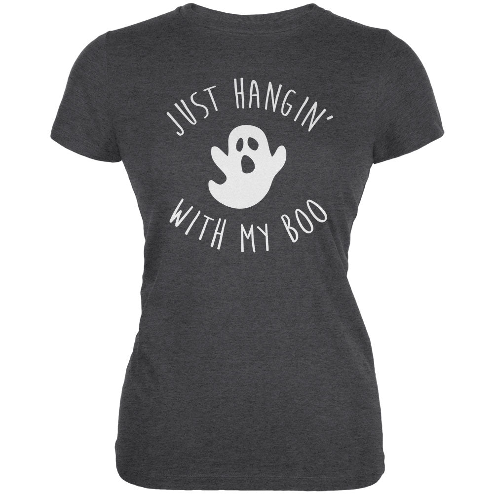 Halloween Just Hangin With My Boo Ghost Juniors Soft T Shirt Juniors T-Shirts Old Glory 2XL Deep Heather