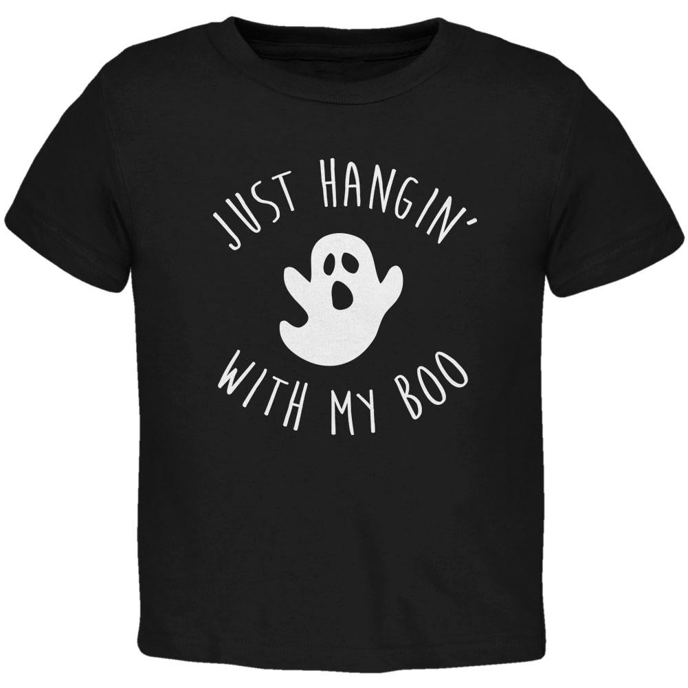 Halloween Just Hangin With My Boo Ghost Toddler T Shirt Toddler T-Shirts Old Glory 2T Black