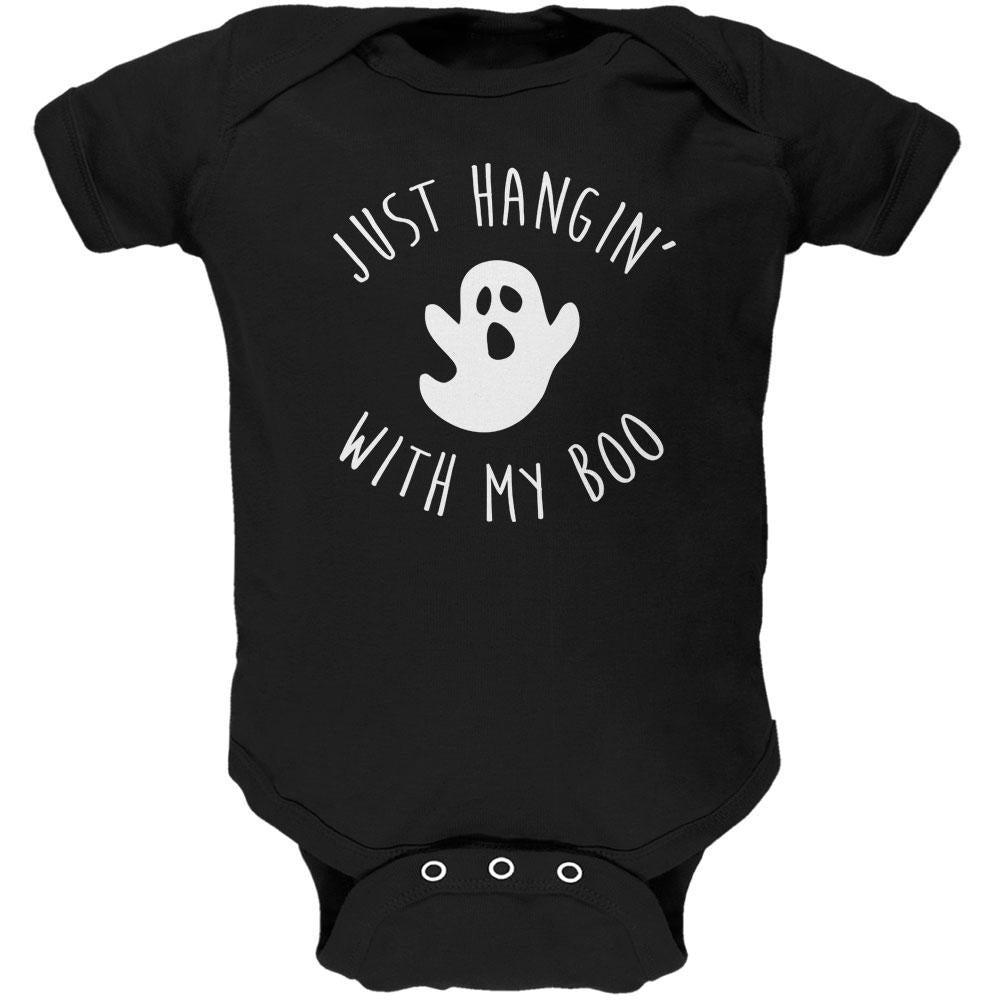 Halloween Just Hangin With My Boo Ghost Soft Baby One Piece Baby One Piece Old Glory 12MO Black