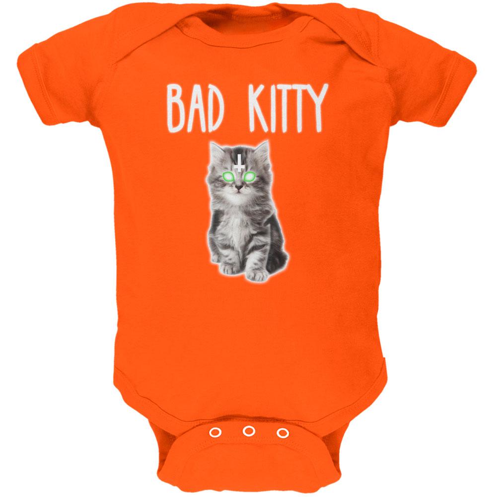Halloween Bad Kitty Cat Ghost Soft Baby One Piece Baby One Piece Old Glory 12MO Orange