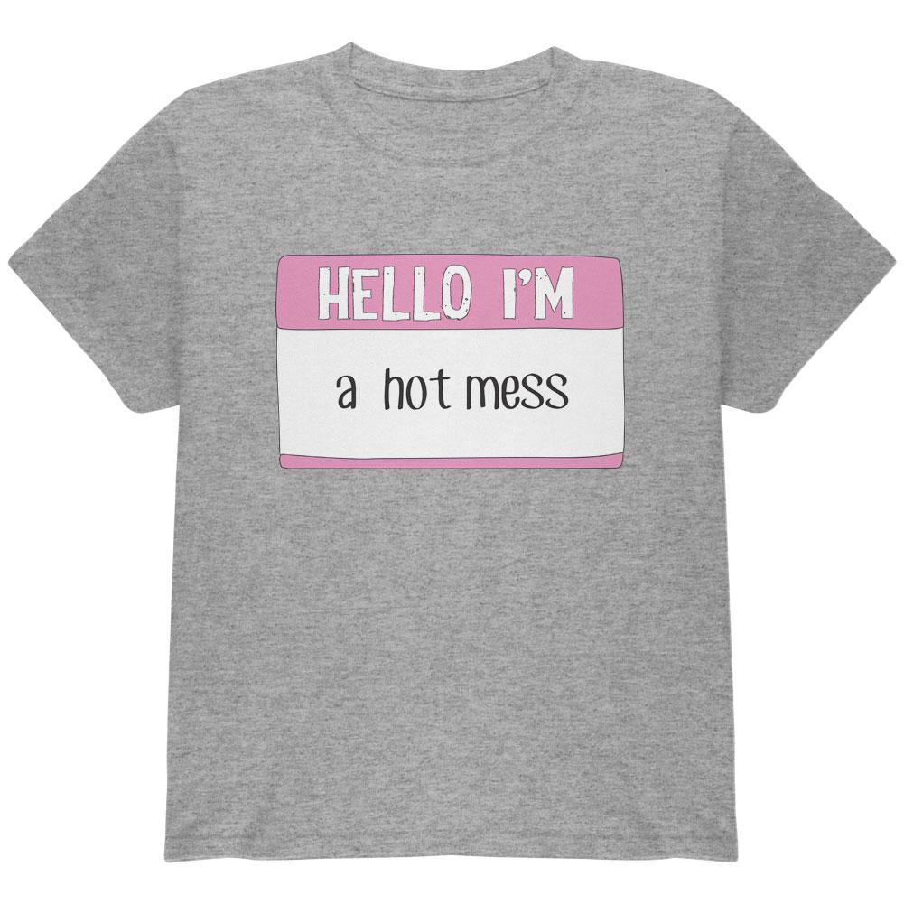 Halloween Hello I'm a Hot Mess Youth T Shirt Youth T-Shirts Old Glory LG Heather