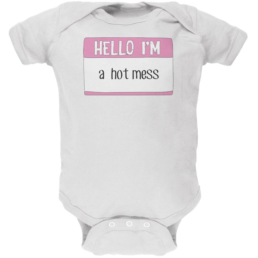 Halloween Hello I'm a Hot Mess Soft Baby One Piece Baby One Piece Old Glory 12MO White