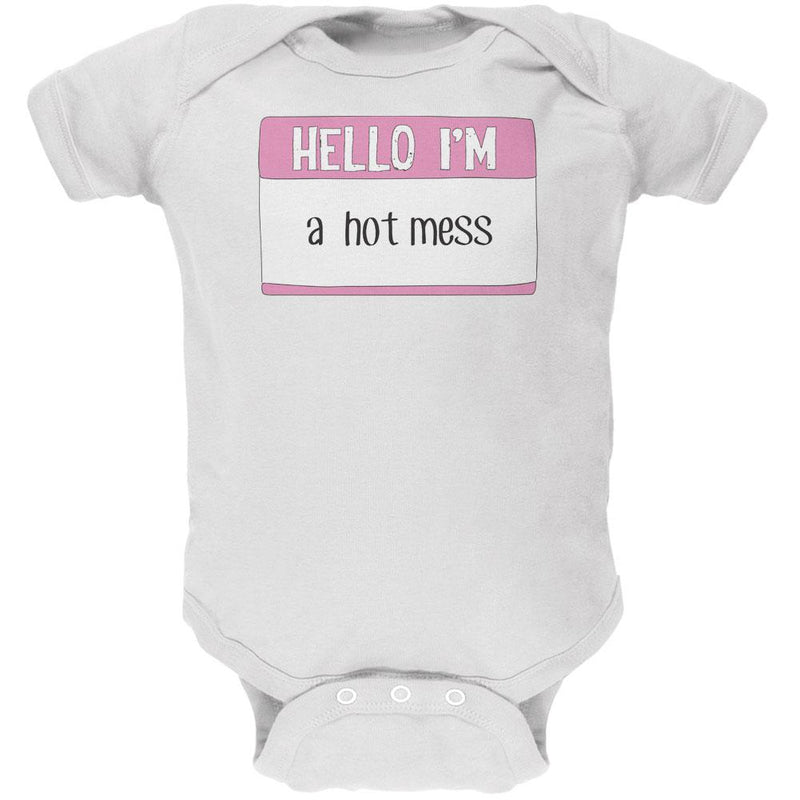 Halloween Hello I'm a Hot Mess Soft Baby One Piece Baby One Piece Old Glory 12MO White