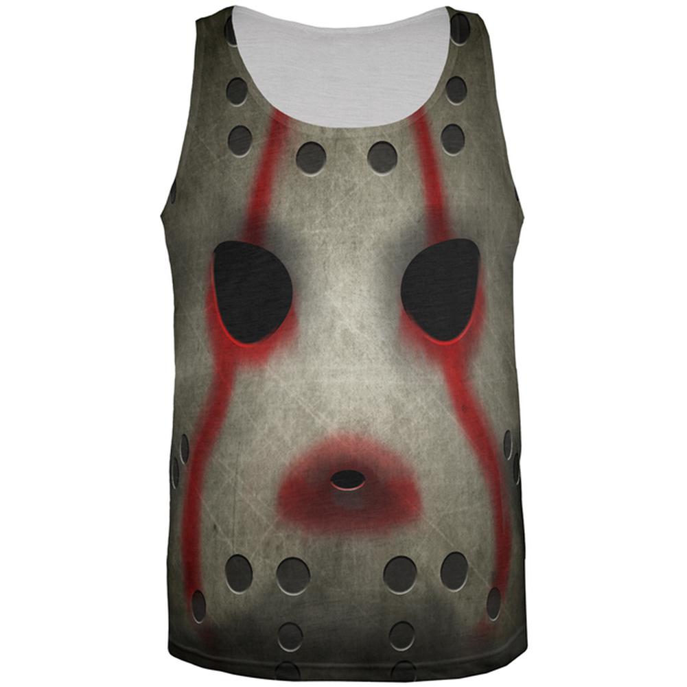 Halloween Horror Movie Hockey Mask Costume All Over Mens Tank Top Men's Tank Tops Old Glory 2XL Multi