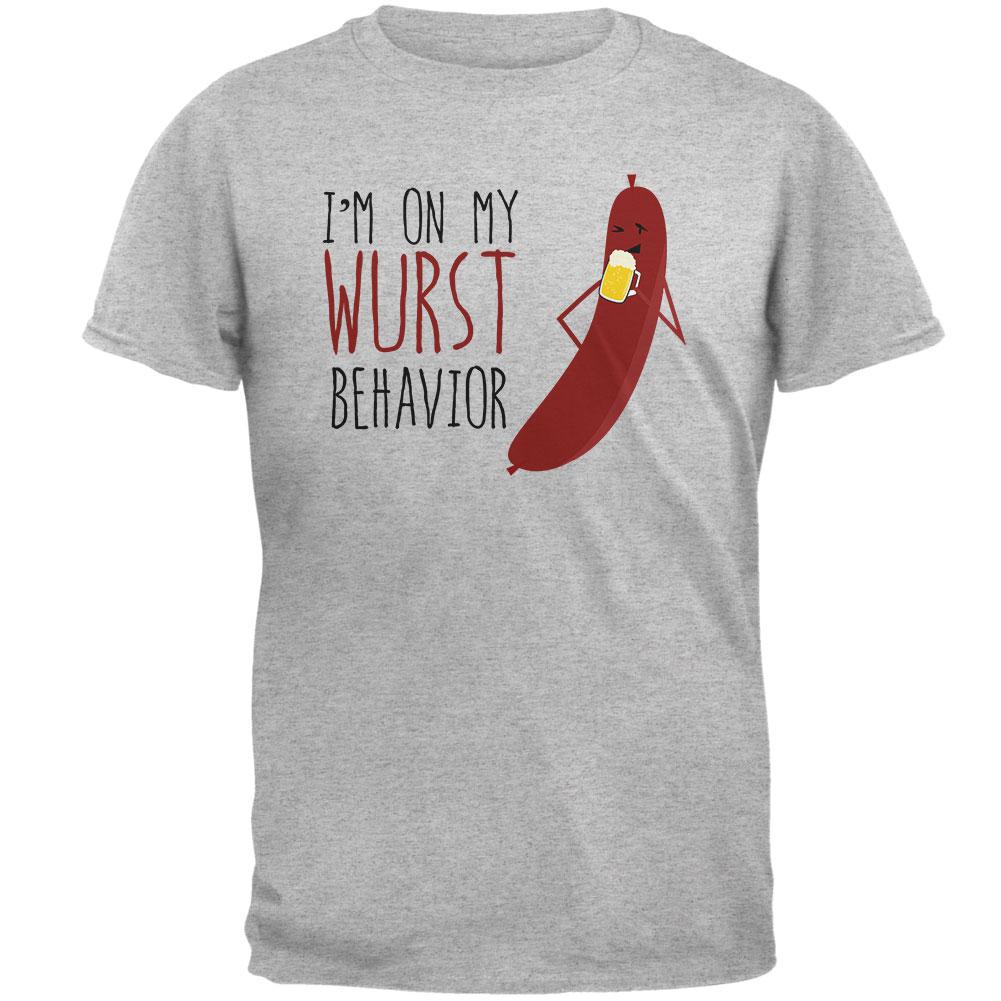 Oktoberfest I'm On My Wurst Behavior German Beer Bratwurst Mens T Shirt Men's T-Shirts Old Glory 2XL Heather