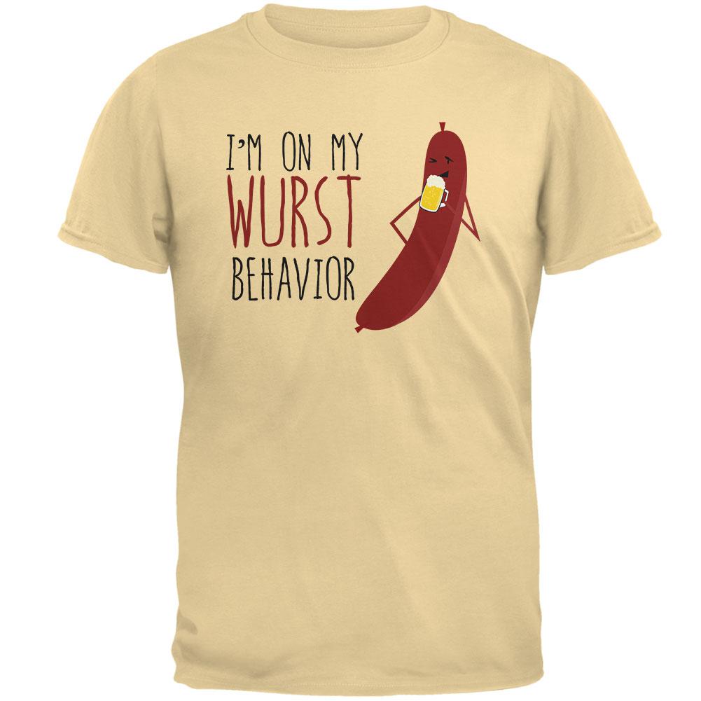 Oktoberfest I'm On My Wurst Behavior German Beer Bratwurst Mens T Shirt Men's T-Shirts Old Glory 2XL Yellow Haze