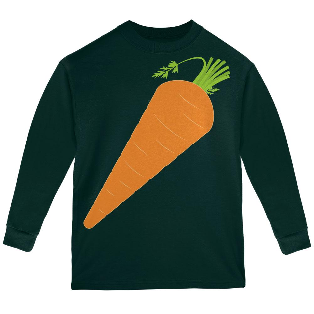 Halloween Vegetable Carrot Costume Youth Long Sleeve T Shirt Youth Long Sleeves Old Glory LG Forest Green