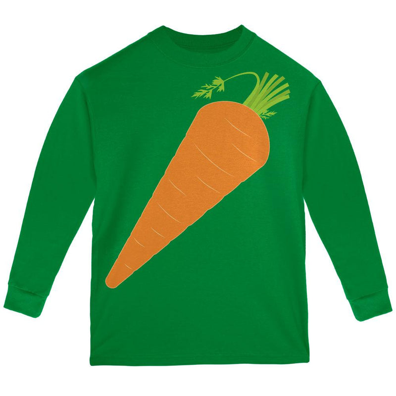 Halloween Vegetable Carrot Costume Youth Long Sleeve T Shirt Youth Long Sleeves Old Glory LG Green