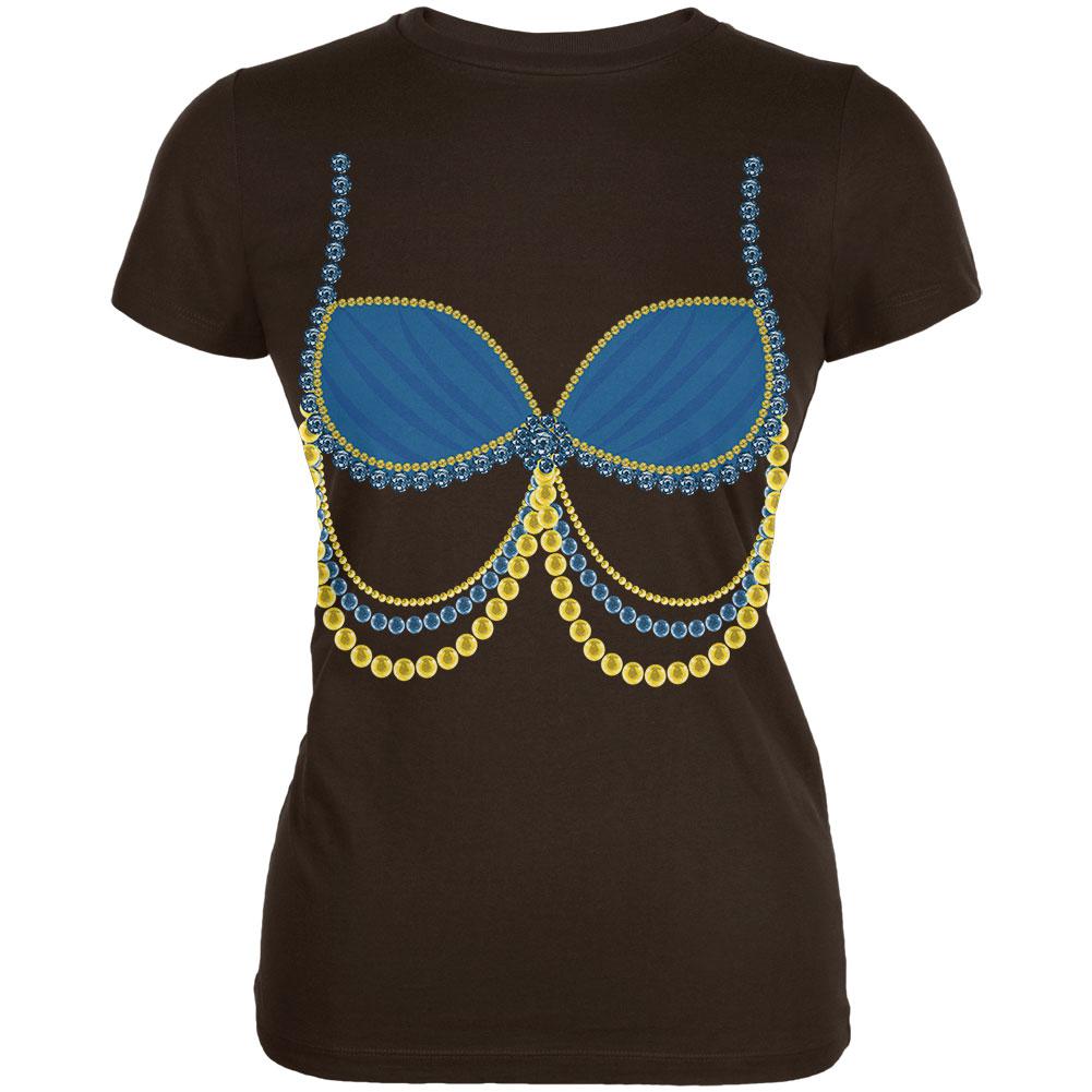 Halloween Arabian Belly Dancer Blue Costume Juniors Soft T Shirt Juniors T-Shirts Old Glory 2XL Brown