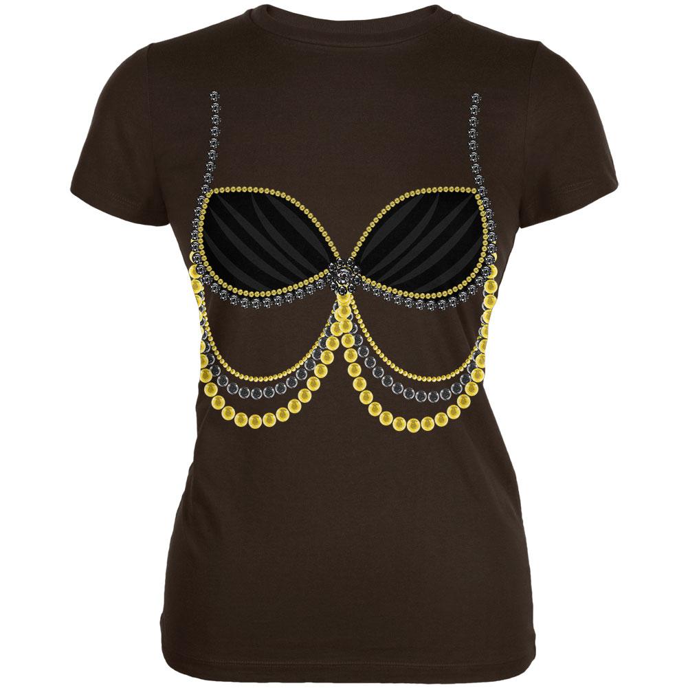 Halloween Arabian Belly Dancer Black Costume Juniors Soft T Shirt Juniors T-Shirts Old Glory 2XL Brown