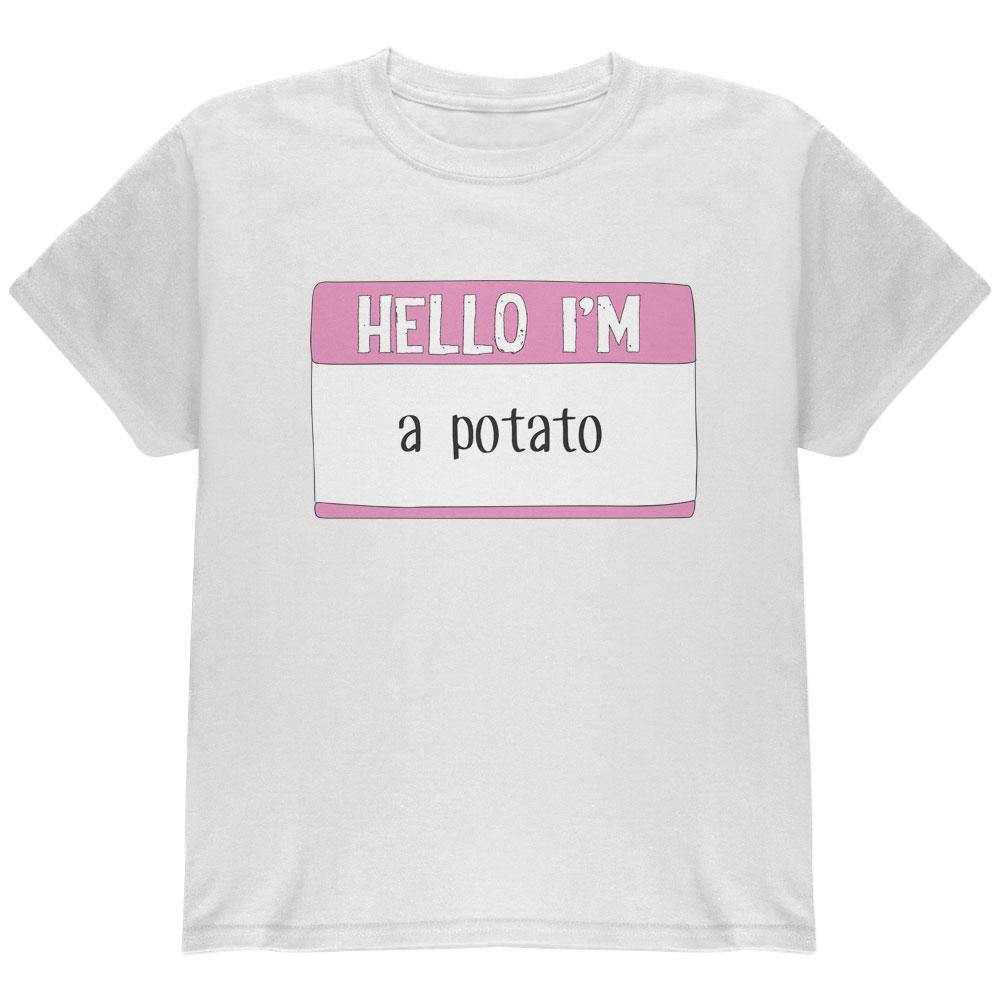 Halloween Hello I'm a Potato Youth T Shirt Youth T-Shirts Old Glory LG White
