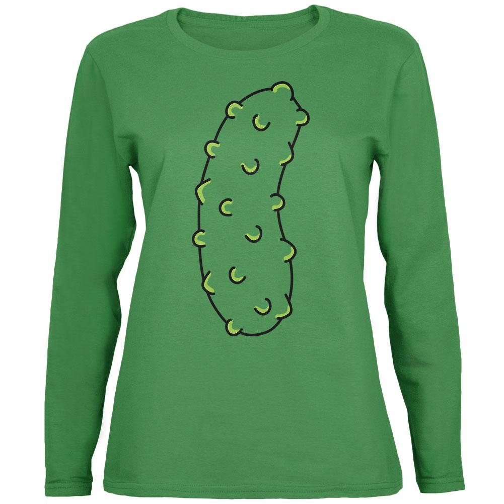 Halloween Vegetable Pickle Costume Womens Long Sleeve T Shirt Women's Long Sleeves Old Glory 2XL Green