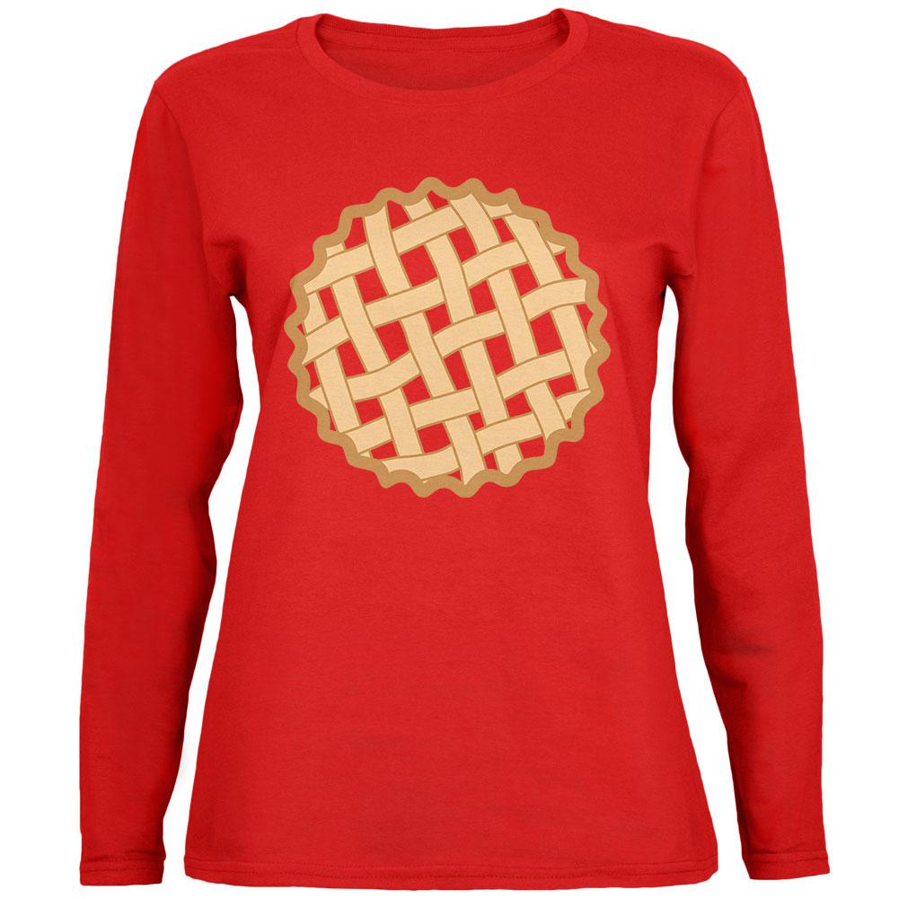 Halloween Lattice Pie Costume Strawberry Cherry Womens Long Sleeve T Shirt Women's Long Sleeves Old Glory 2XL Red
