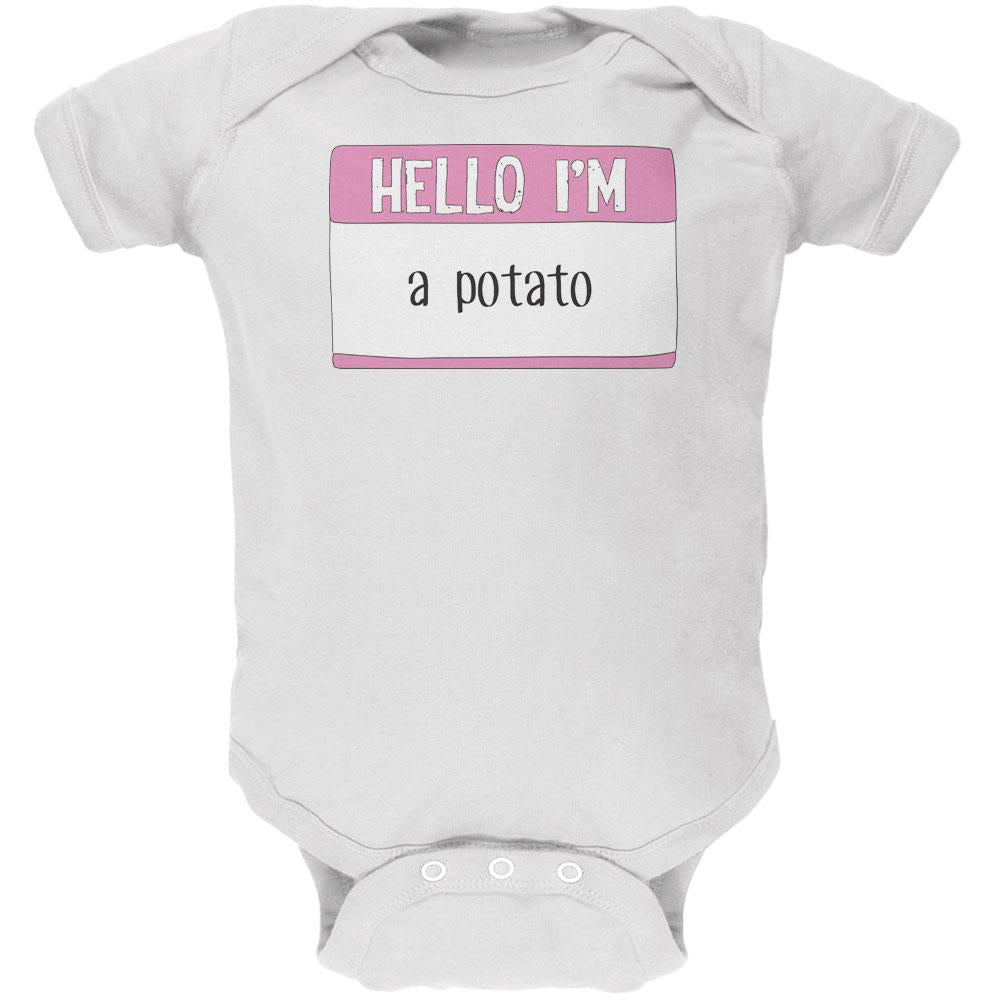 Halloween Hello I'm a Potato Soft Baby One Piece Baby One Piece Old Glory 12MO White