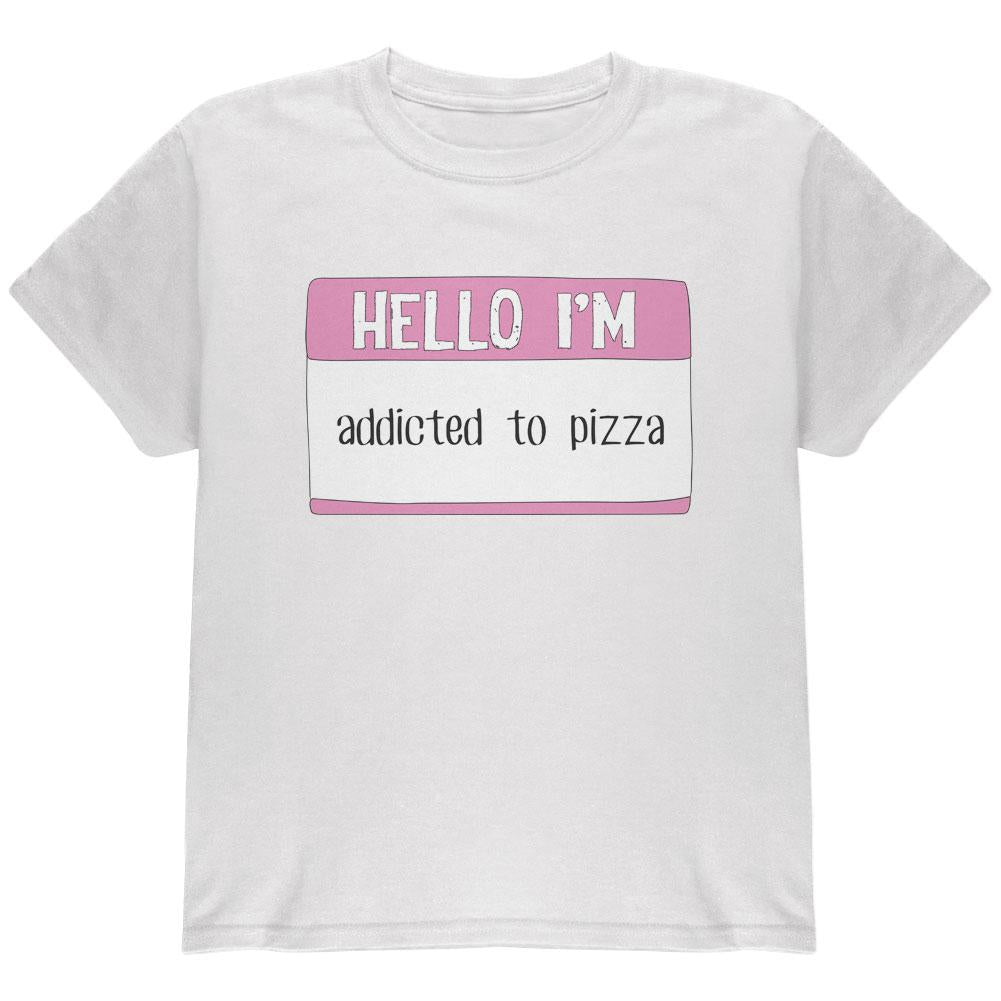 Halloween Hello I'm Addicted to Pizza Youth T Shirt Juniors T-Shirts Old Glory LG White