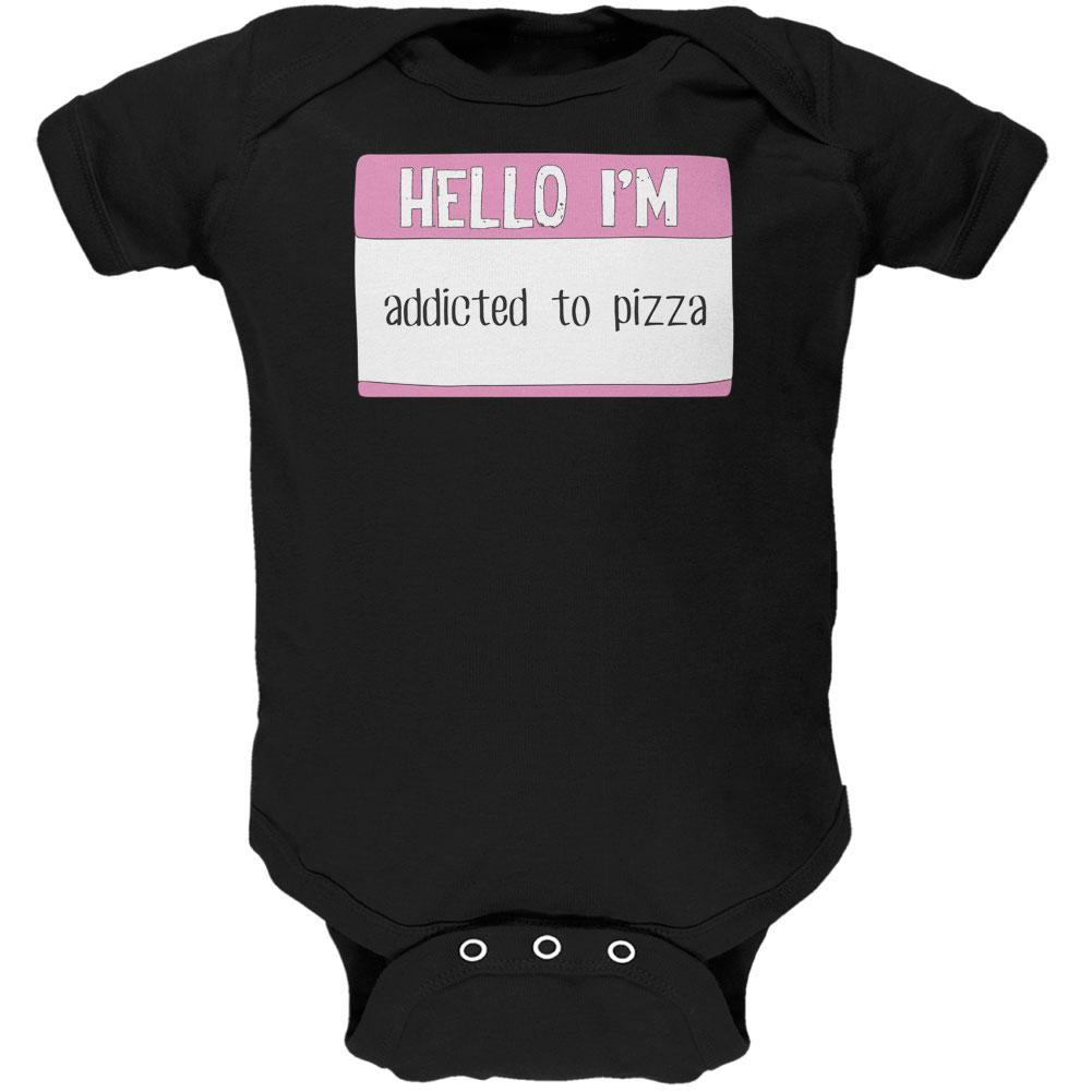 Halloween Hello I'm Addicted to Pizza Black Text Soft Baby One Piece Baby One Piece Old Glory 12MO Black